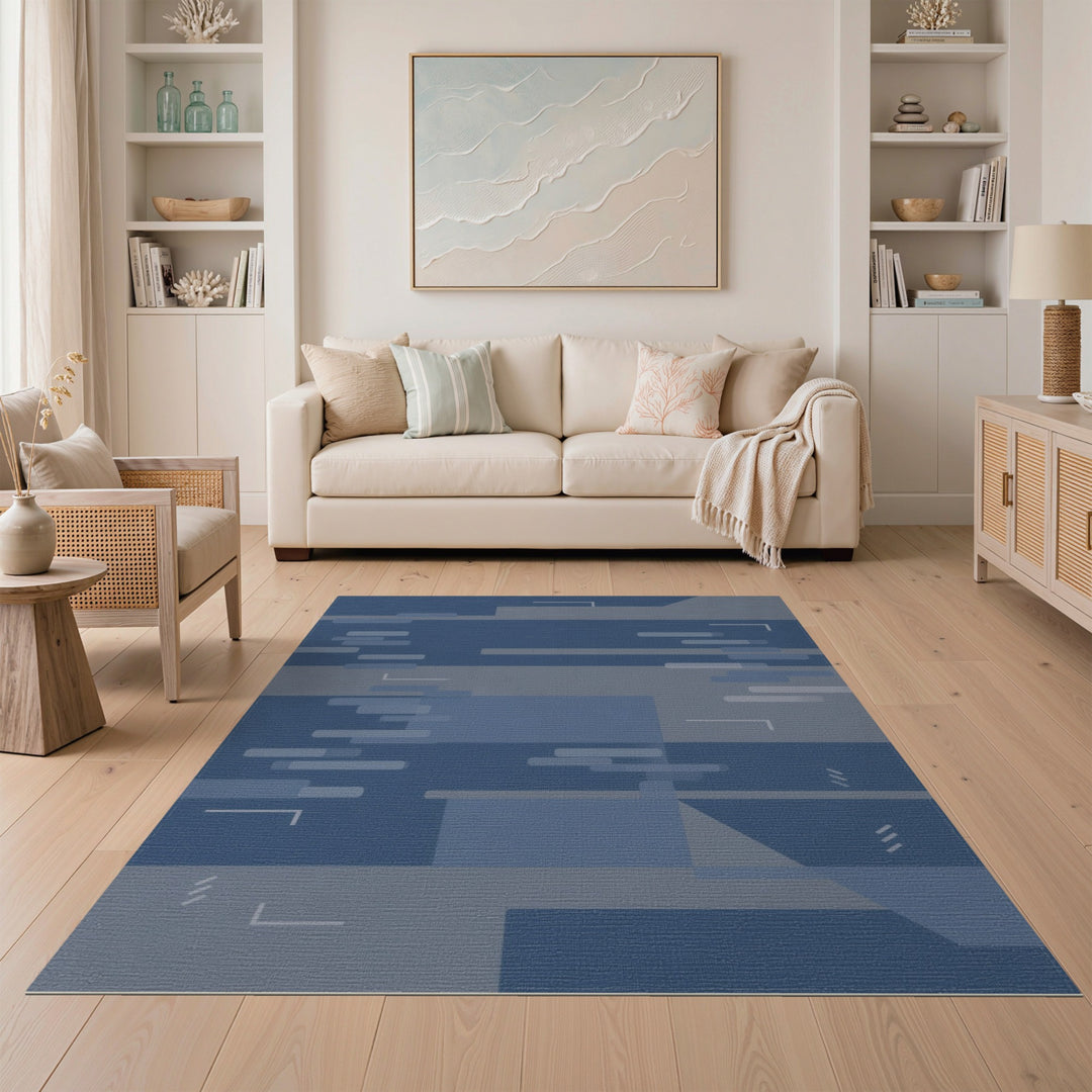 Blue Geometric Abstract Area Rug