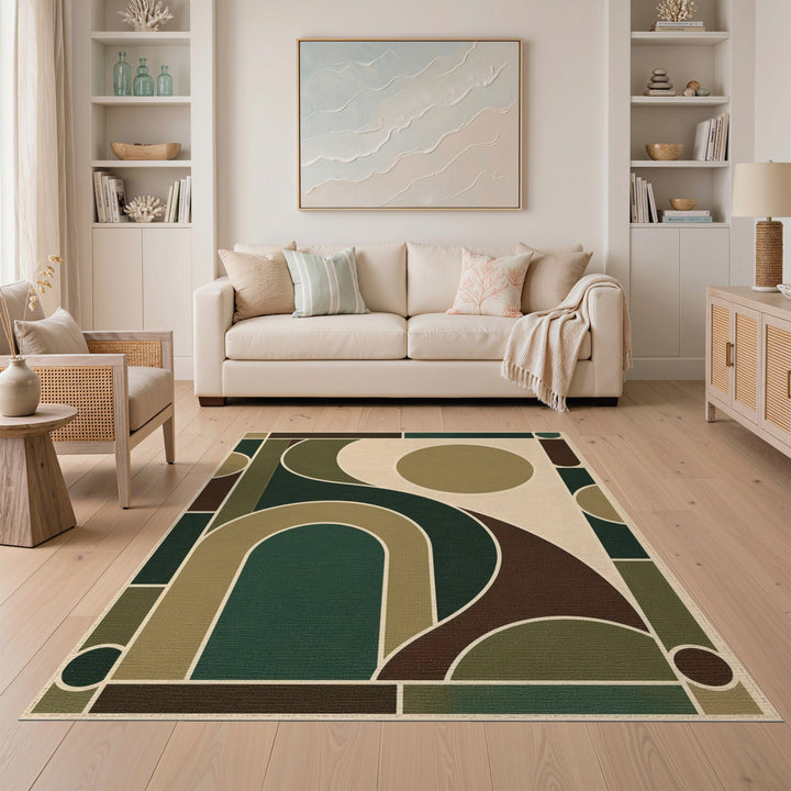 Green Geometric Arch Area Rug