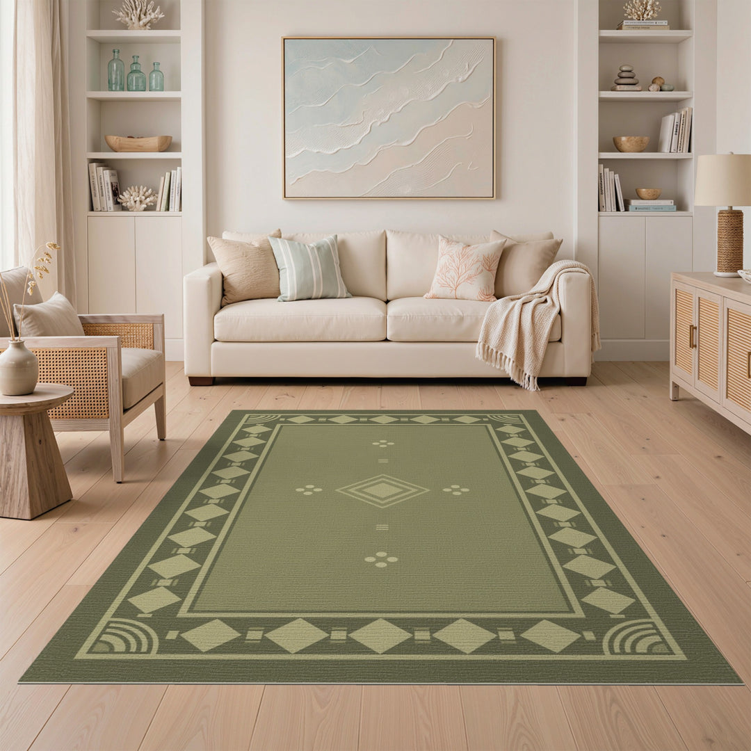 Diamond Green Geometric Diamond Area Rug