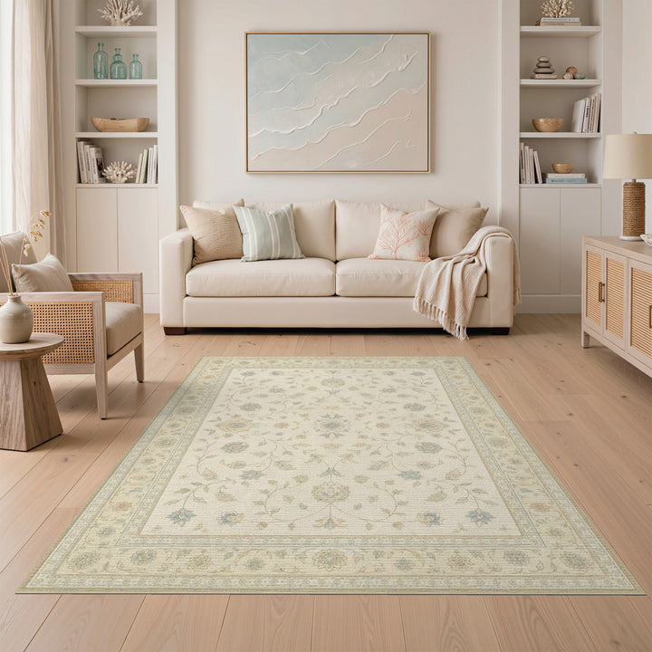 Beige Floral Vintage Area Rug