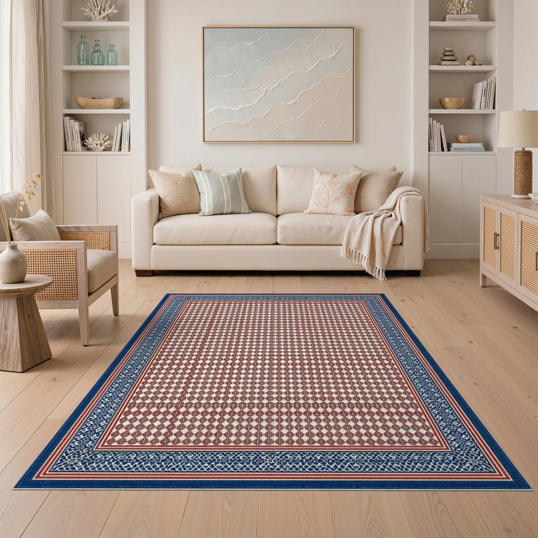 Multi-color and Patterns Navy Blue Geometric Dot Area Rug