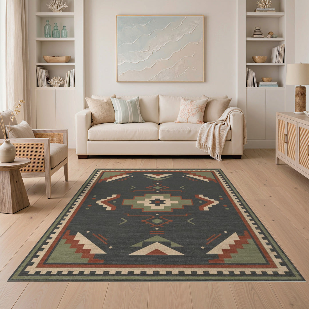 Geometric Brown and Tan Southwestern Geometric Area Rug