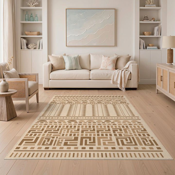 Heritage Tribal Brown Tan Area Rug