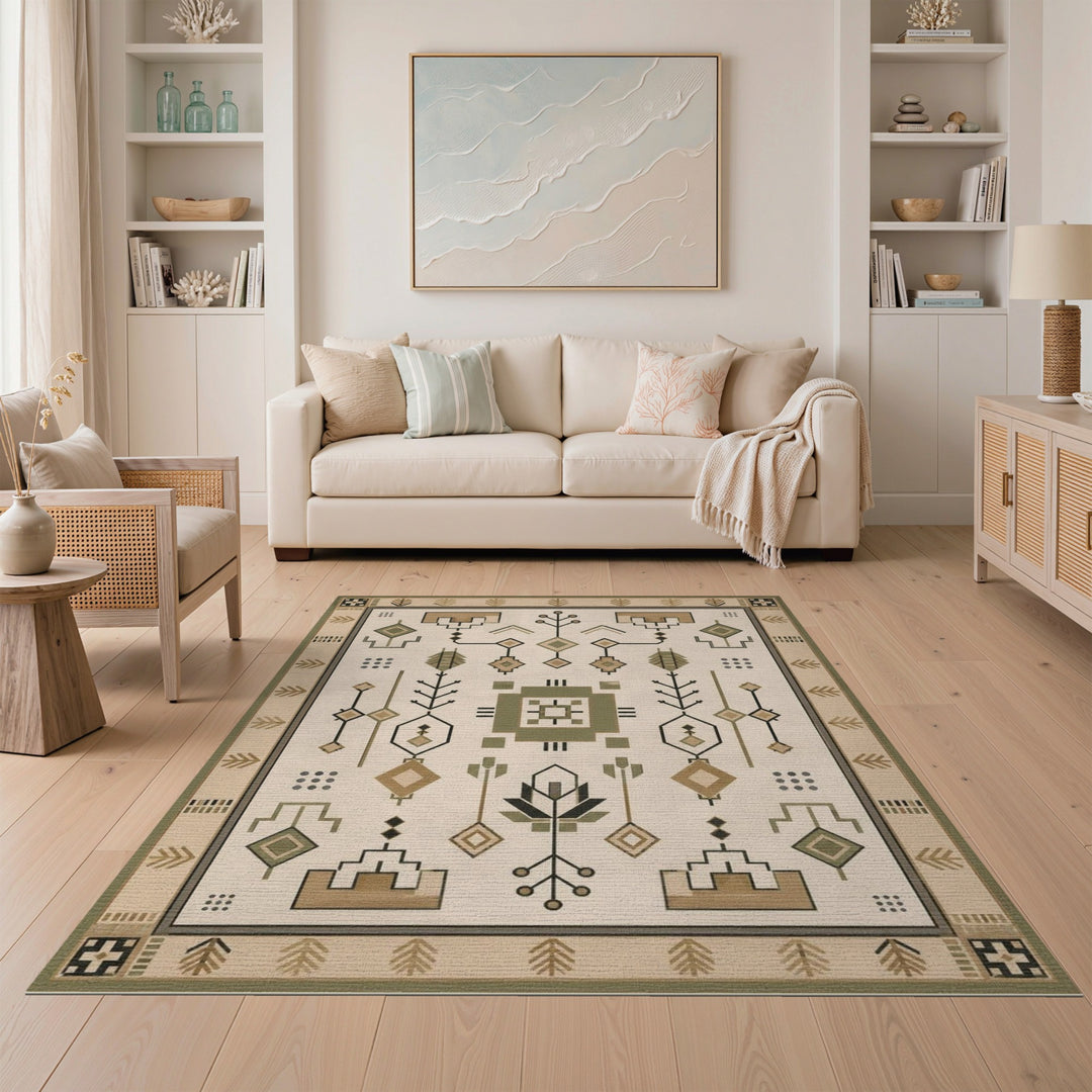 Beige Heritage Tribal Area Rug