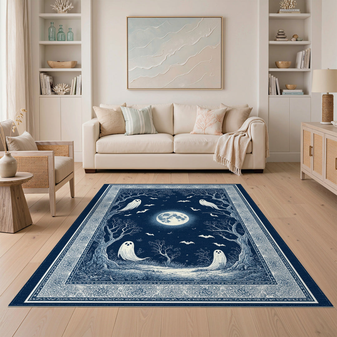 Ghostly Moonlight Blue Area Rug