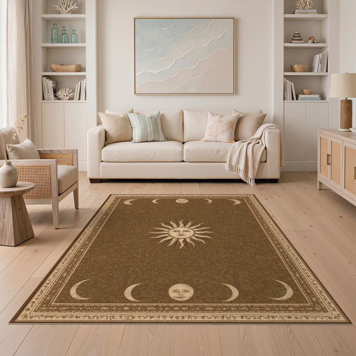 Celestial Sun and Moon Phase Area Rug