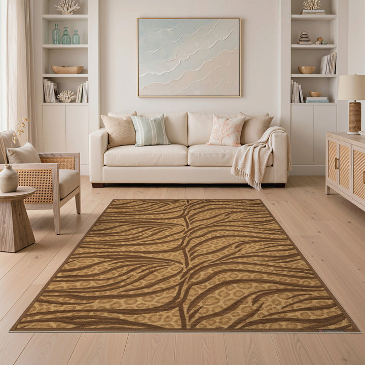 Brown Wave Leopard Area Rug