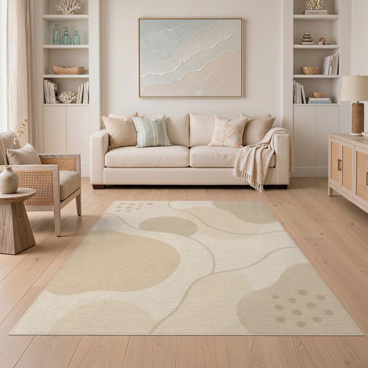 Beige and Neutral Abstract Area Beige Abstract Organic Area Rug