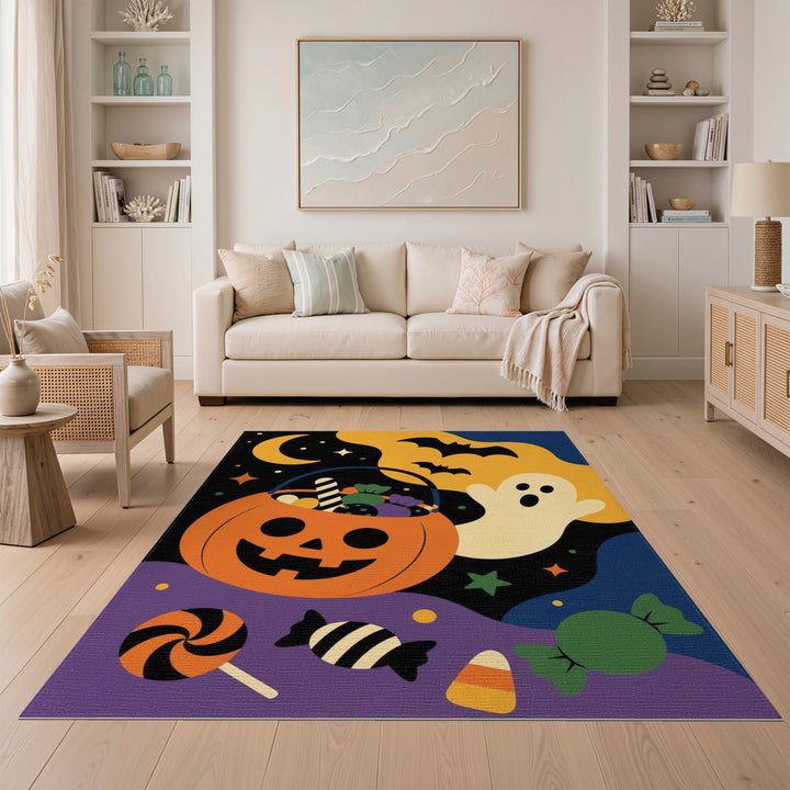Halloween Pumpkin Ghost Kids Area Rug