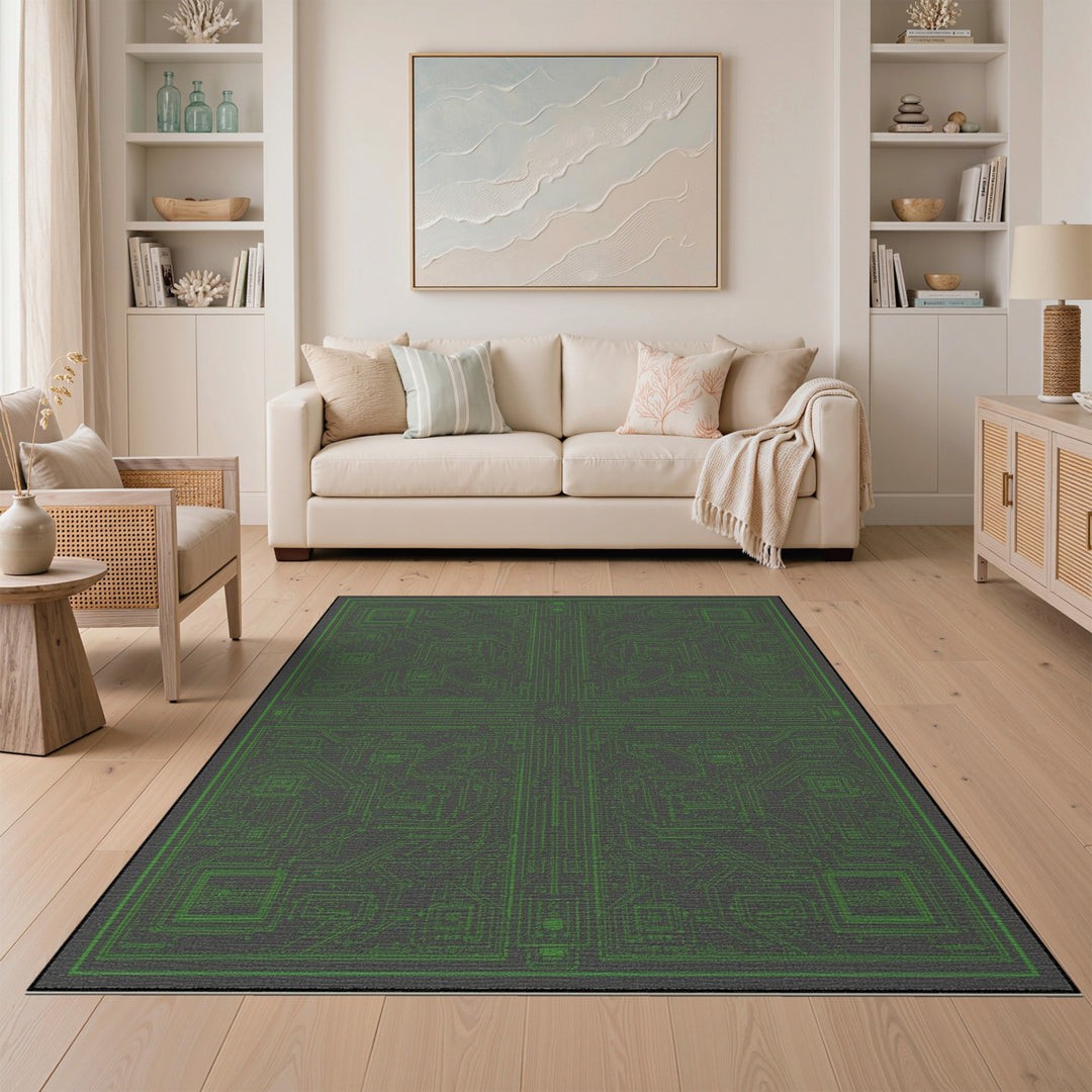 Green Circuit Board Area Rug