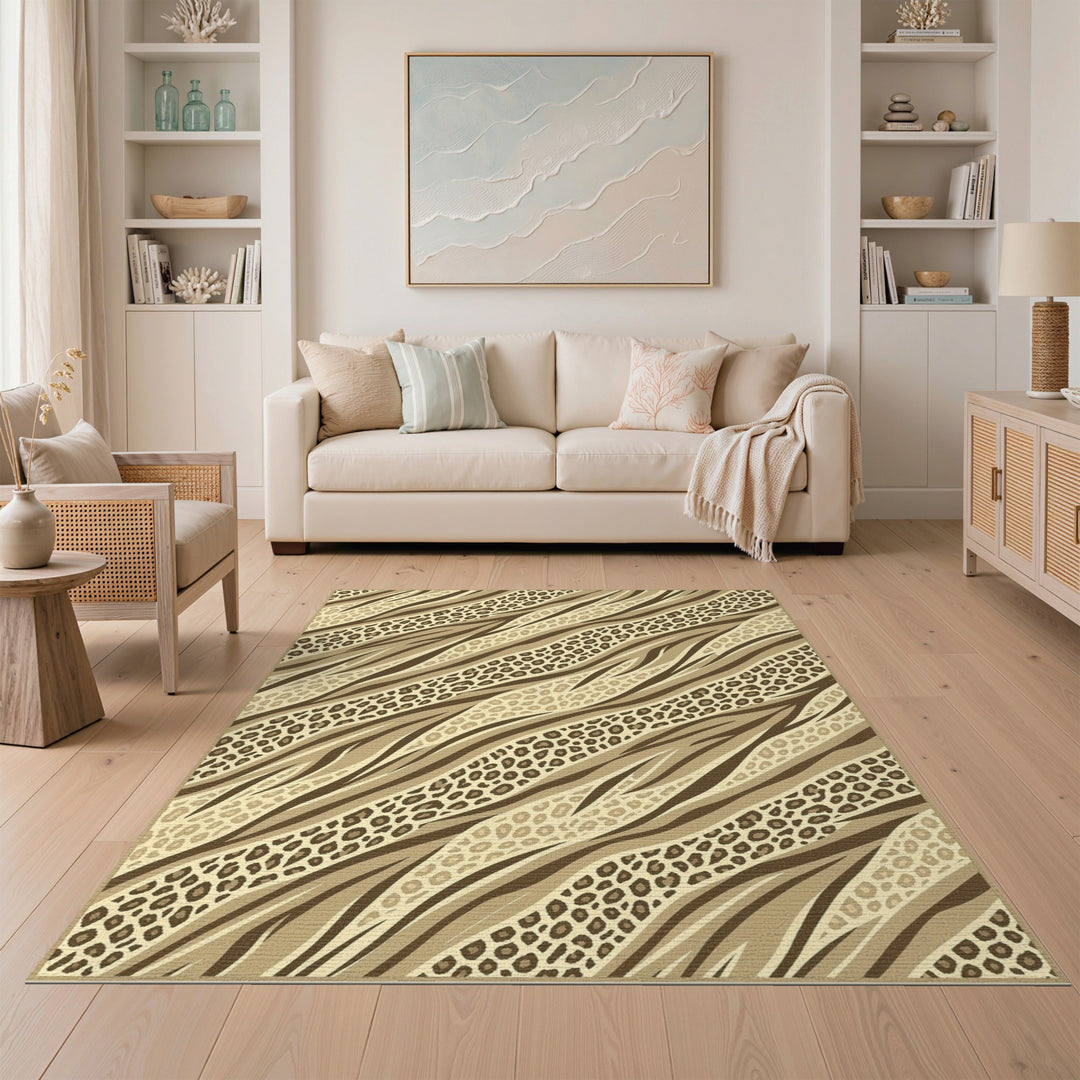 Brown Zebra Leopard Area Rug