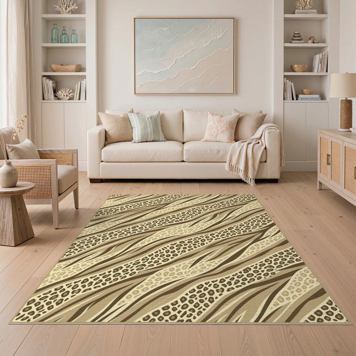 Brown Zebra Leopard Area Rug