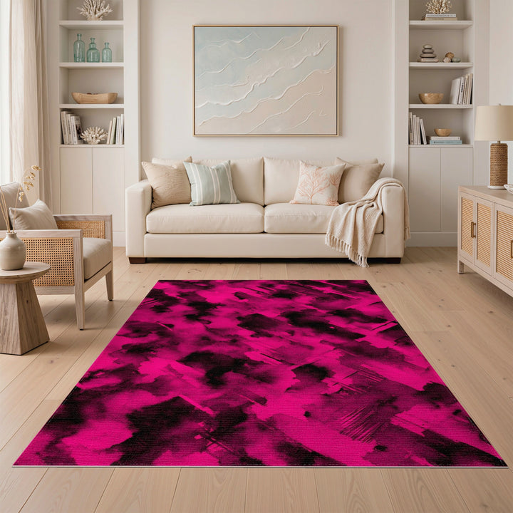 Abstract Area Vivid Pink Abstract Area Rug