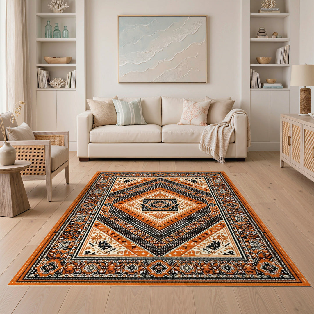 Orange Southwestern Diamond Southwestern Area Rug