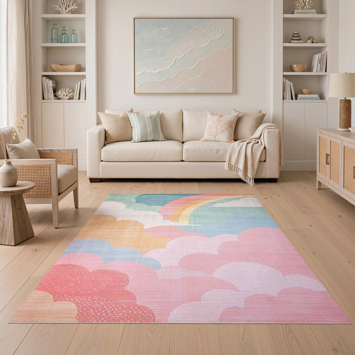 Multi-color and Patterns Rainbow Clouds Kids Area Rug