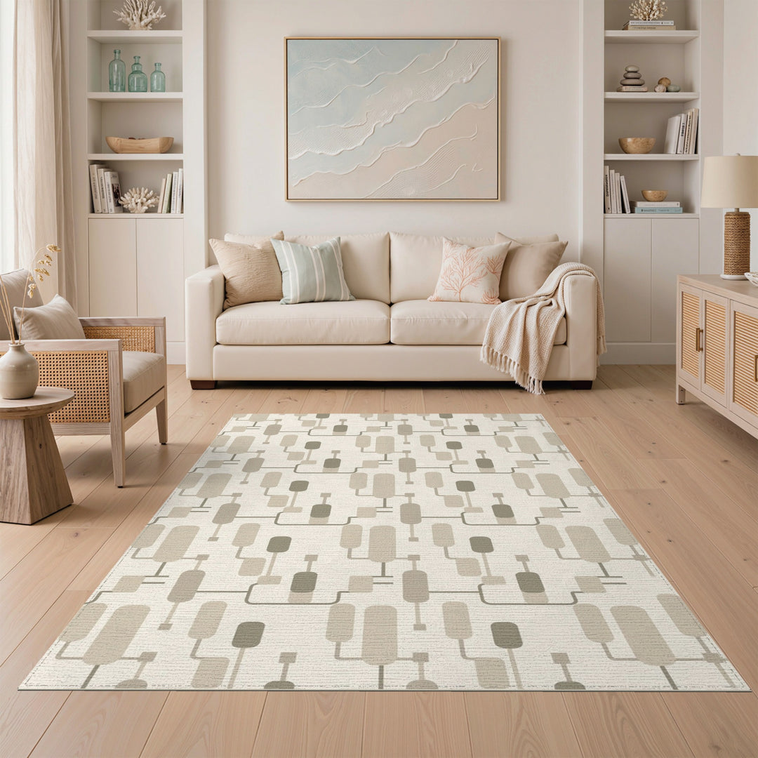 Beige Geometric Modern Area Rug