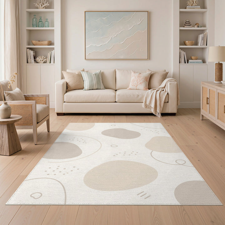 Beige Organic Abstract Area Rug