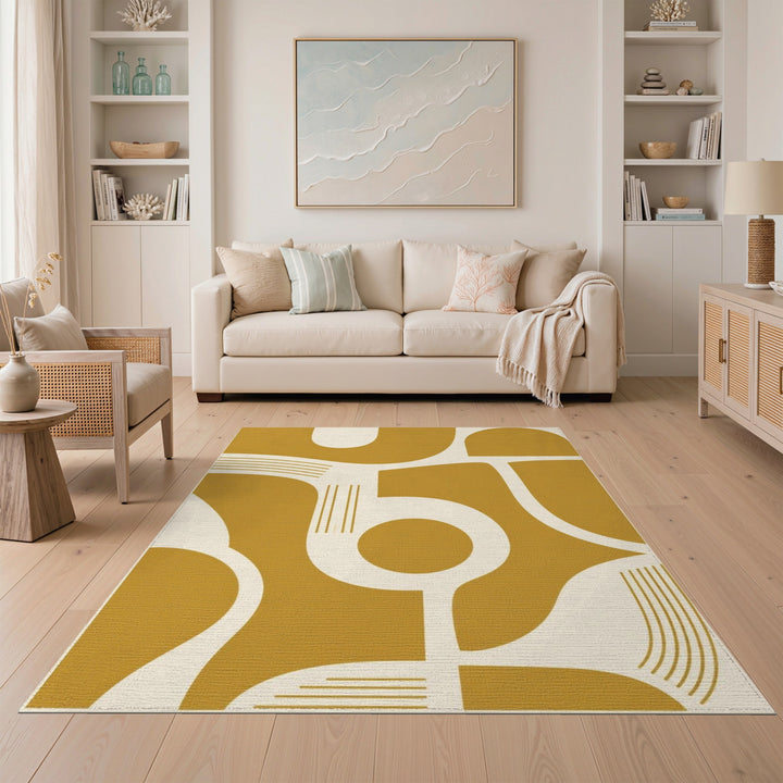 Yellow Abstract Area Rug