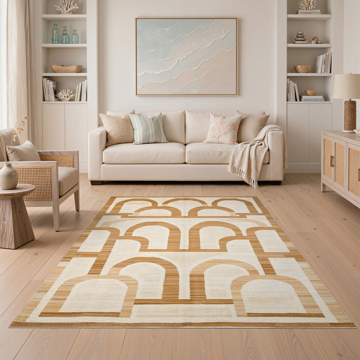 Brown Geometric Arch Area Rug