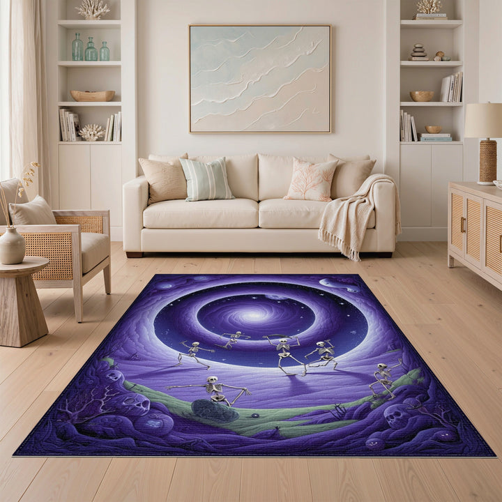Purple Cosmic Skeleton Dance Area Rug