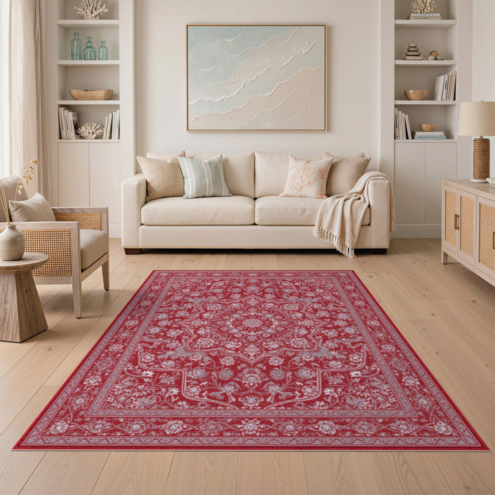 Red Traditional Persian Floral Area Rug