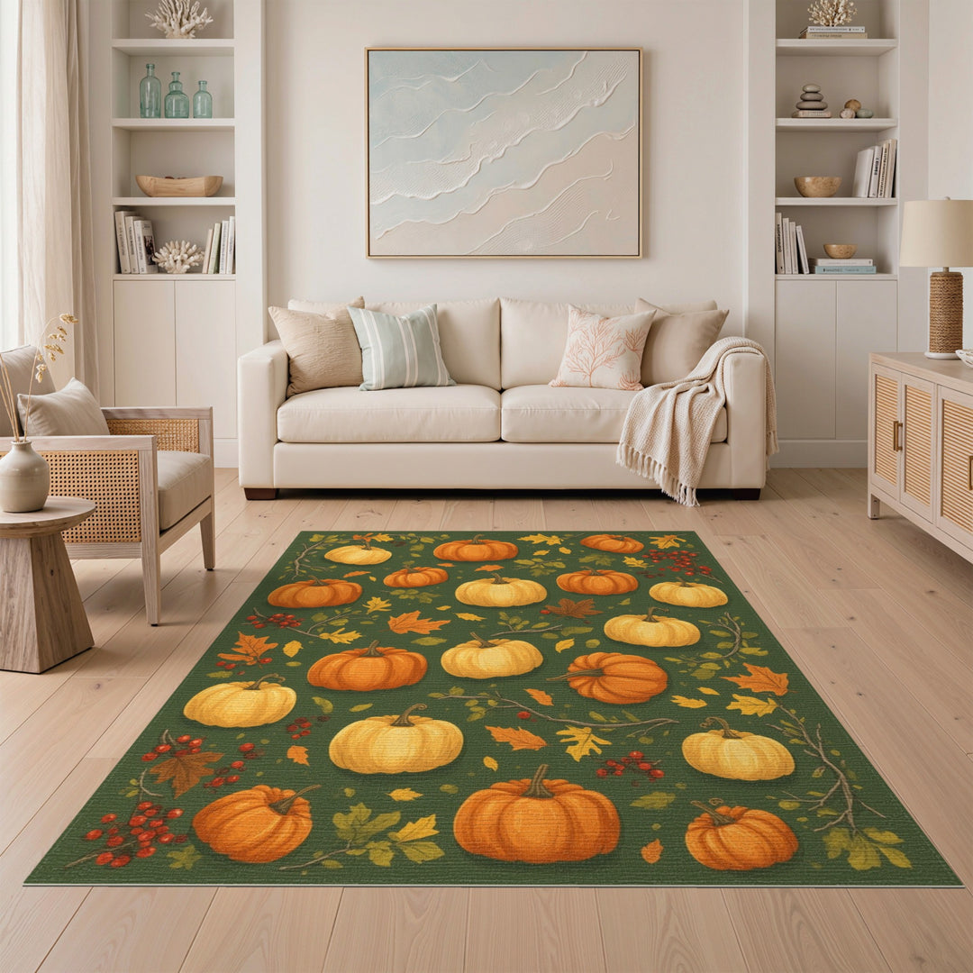 Multi-color and Patterns Fruit Pattern Autumn Pumpkin Harvest Area Rug