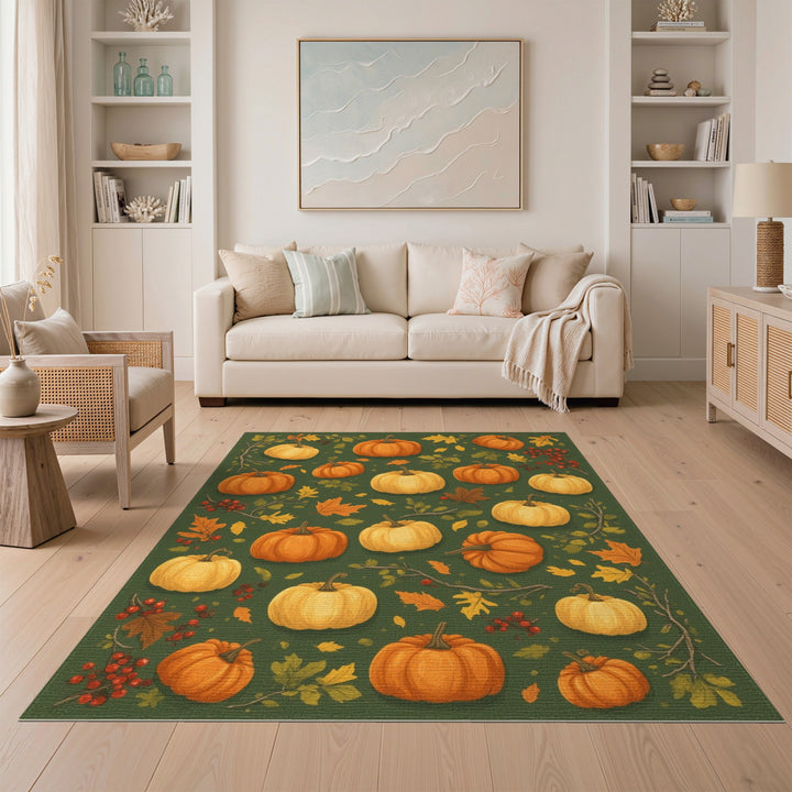 Multi-color and Patterns Fruit Pattern Autumn Pumpkin Harvest Area Rug