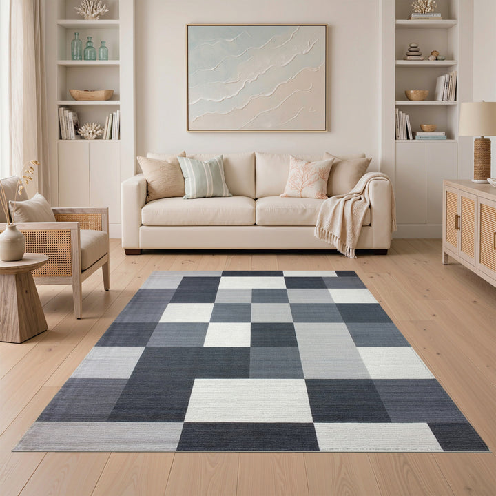 Black White Geometric Area Rug