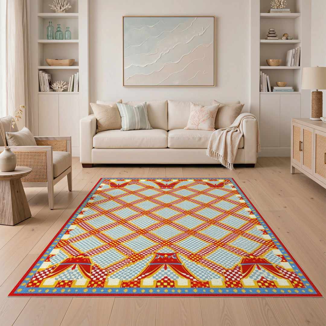 Vibrant Circus Lattice Area Rug