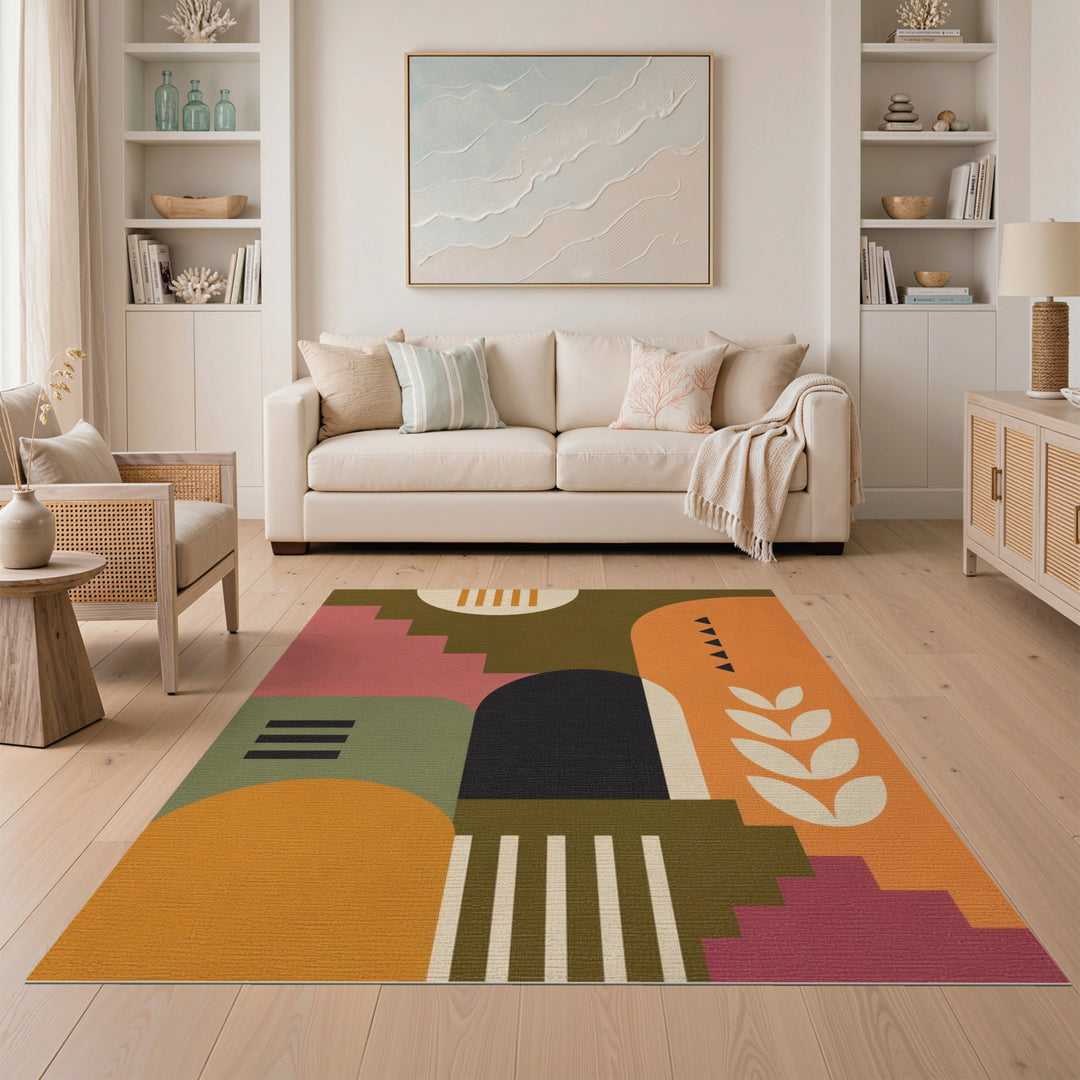 Geometric Arch Wheat Area Rug