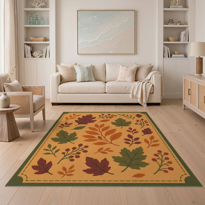 Orange Autumn Leaves Orange Area Rug