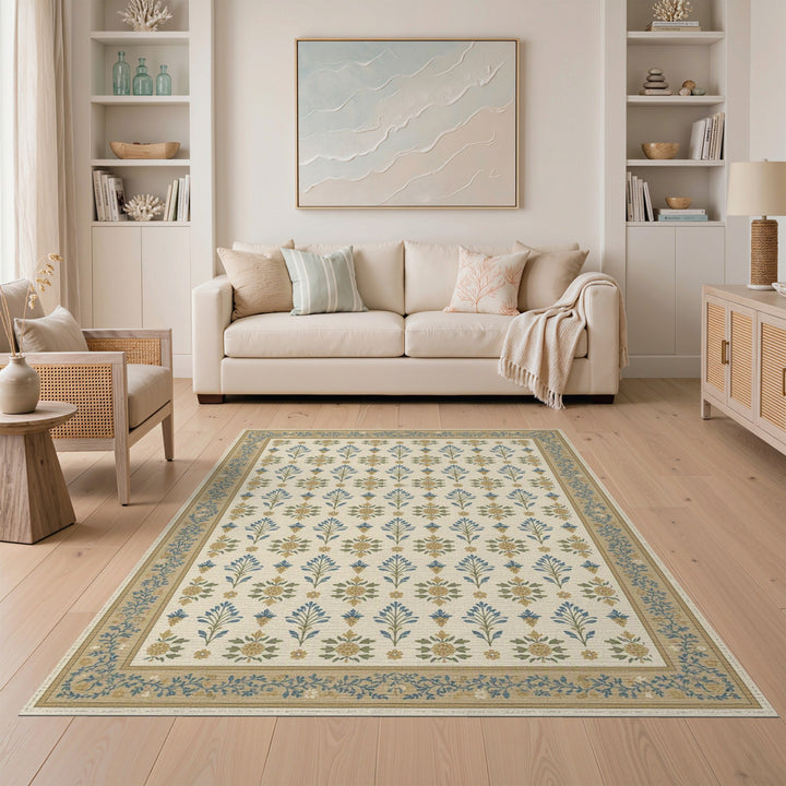 Blue Floral Vintage Area Rug