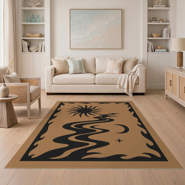 Celestial River Sun Moon Area Rug