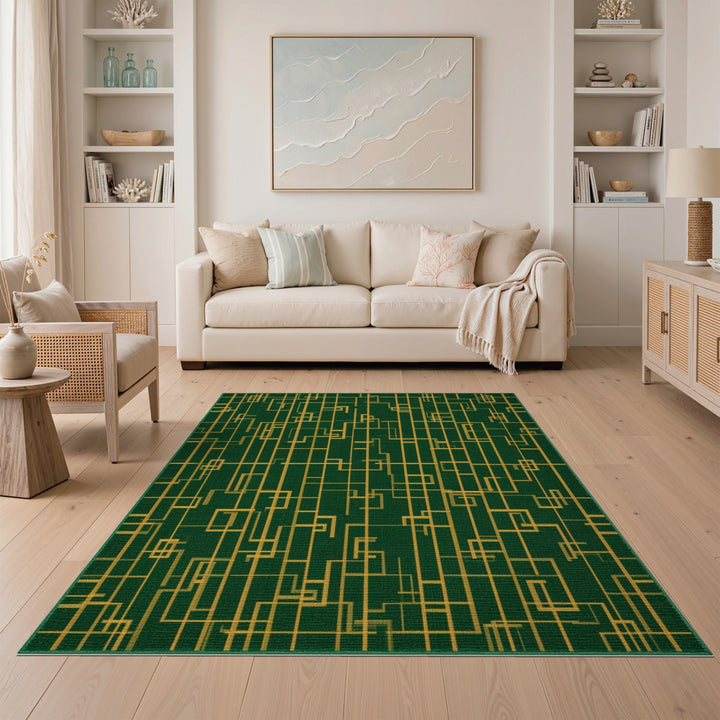 Green Geometric Area Rug