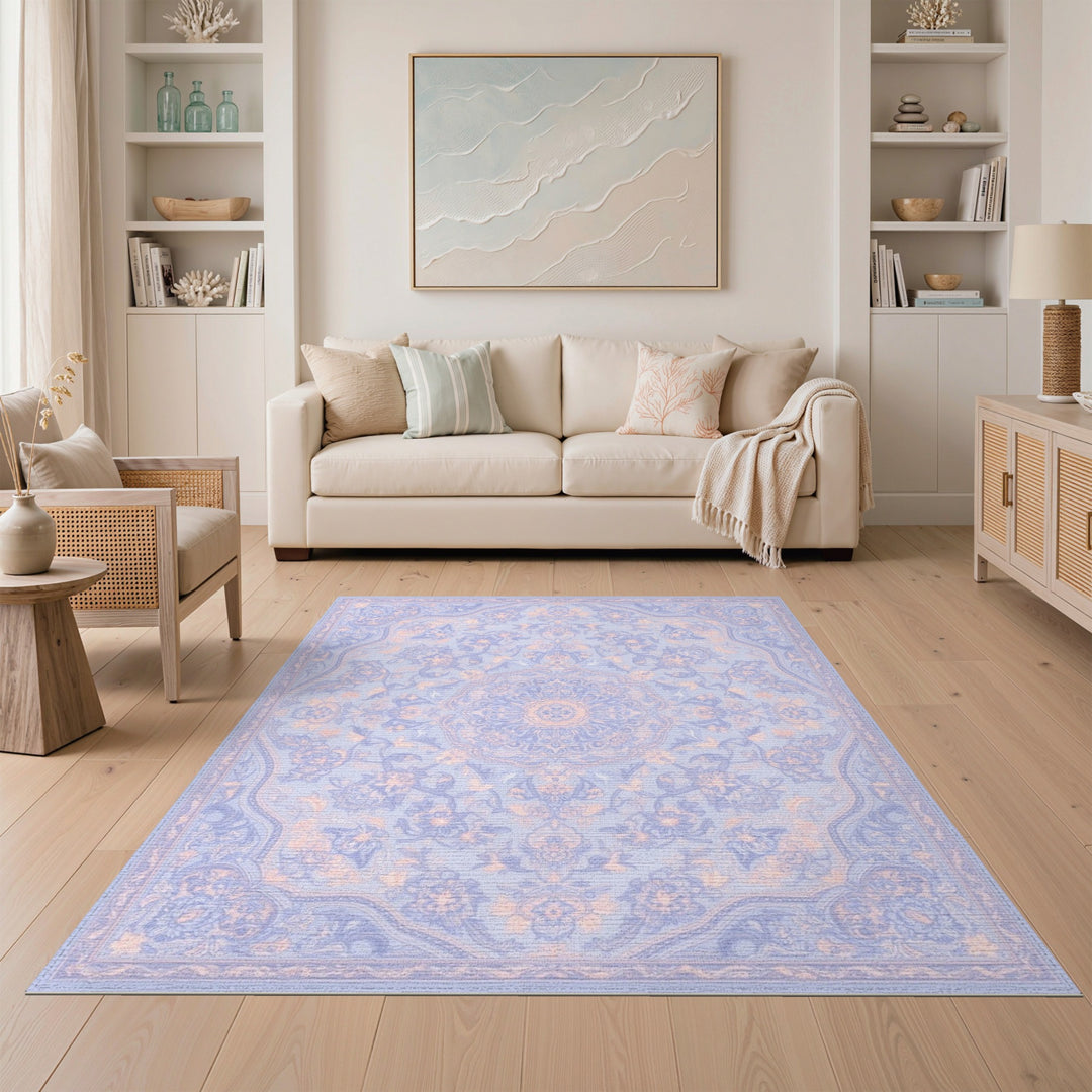 Light Blue Floral Persian Area Rug