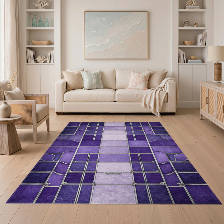 Geometric Modern Purple Geometric Area Rug