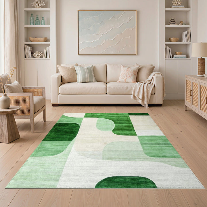 Green Verdant Green Abstract Area Rug