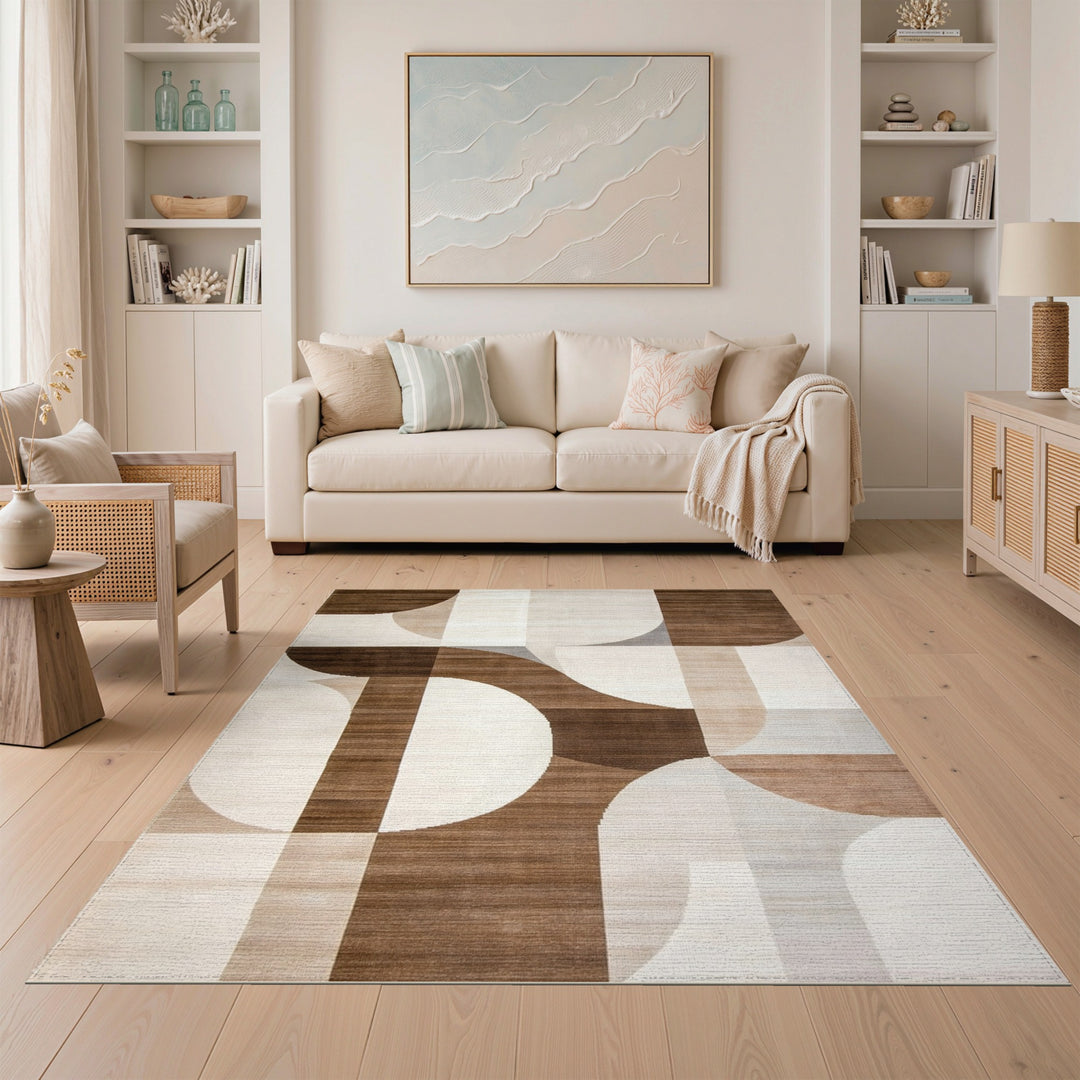 Modern Geometric Brown Area Rug