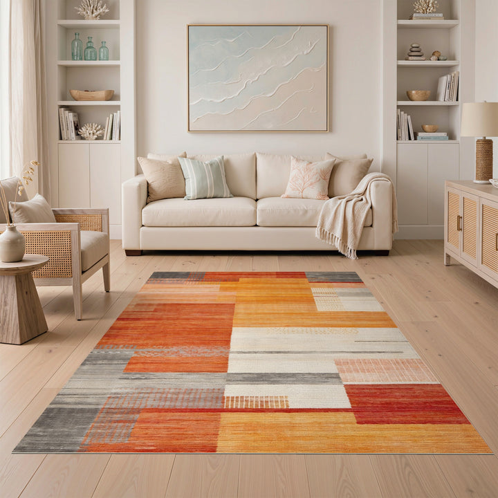 Abstract Area Orange Abstract Geometric Area Rug