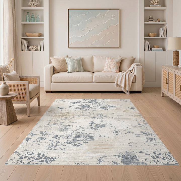 Neutral Beige Abstract Area Rug