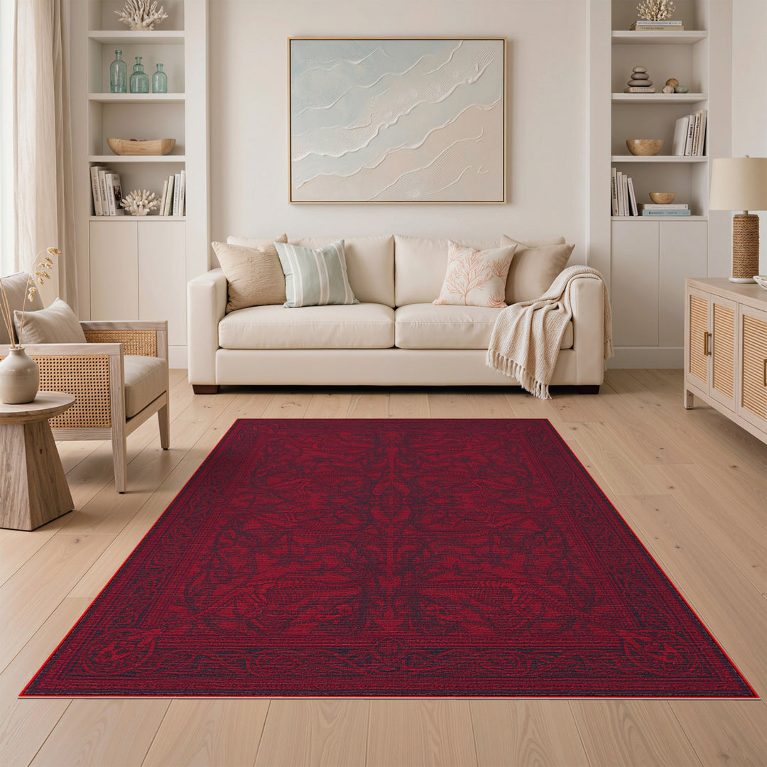 Red Dinosaur Skeleton Heritage Area Rug