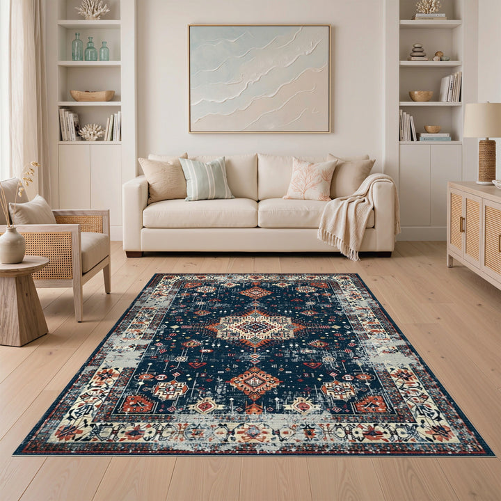 Navy Blue Tribal Area Rug