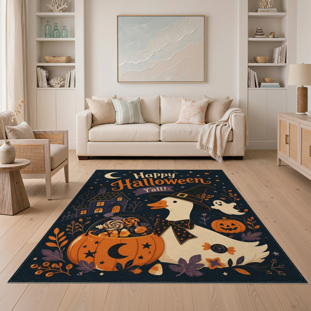 Happy Halloween Witch Duck Area Rug
