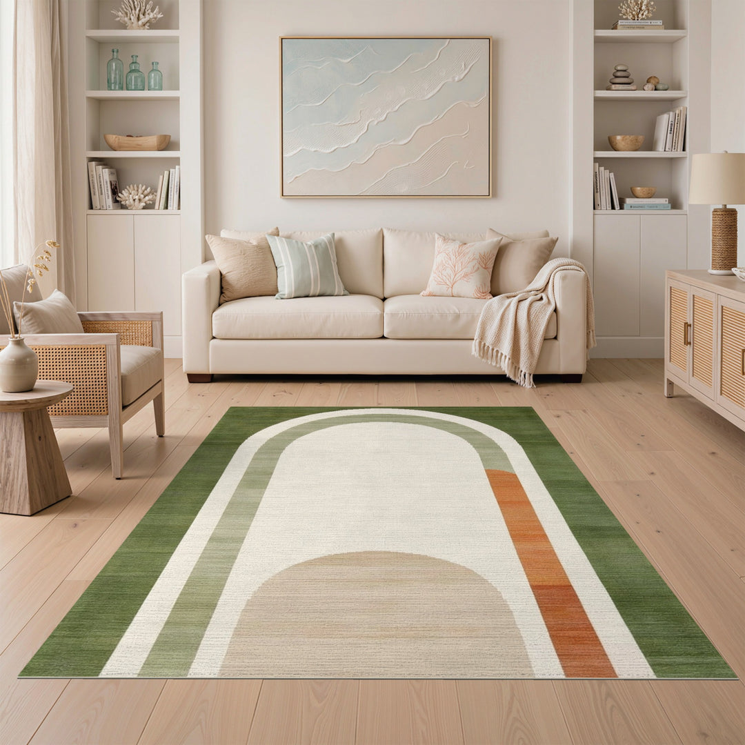 Green Geometric Arch Area Rug