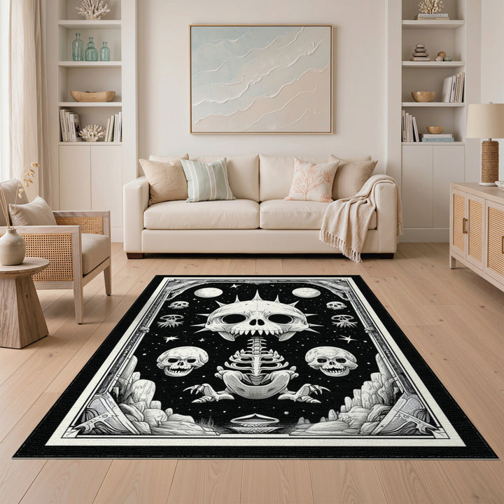 Spiked Skull Skeleton Area Rug
