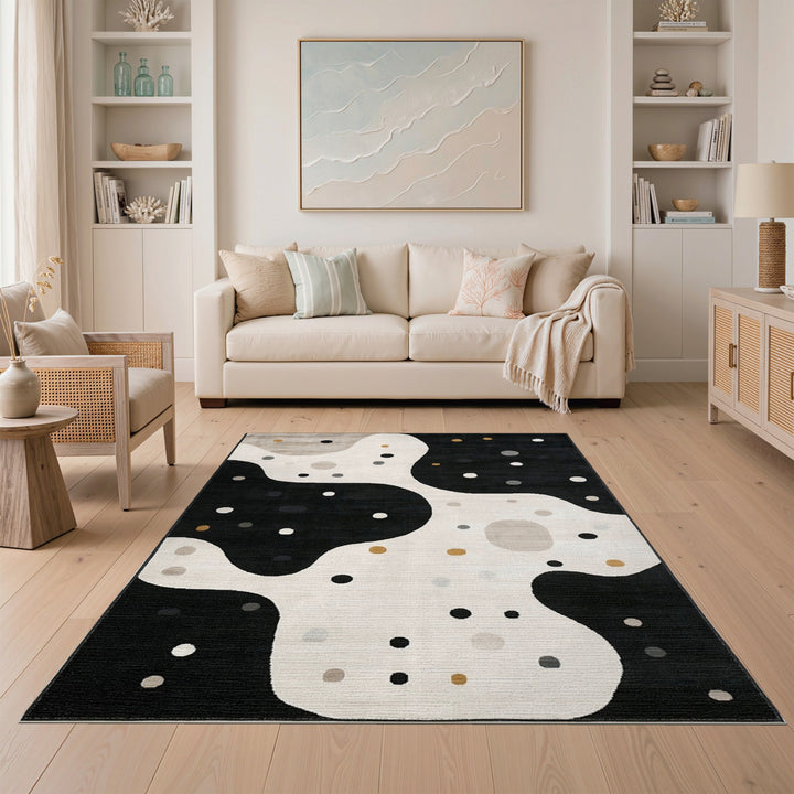 Black and White Abstract Black White Area Rug