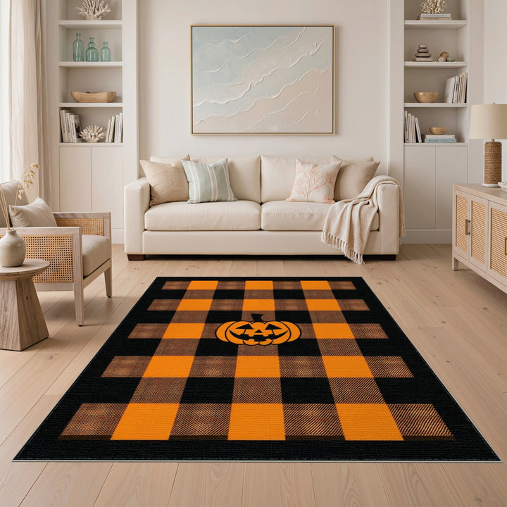 Orange Buffalo Check Pumpkin Area Rug