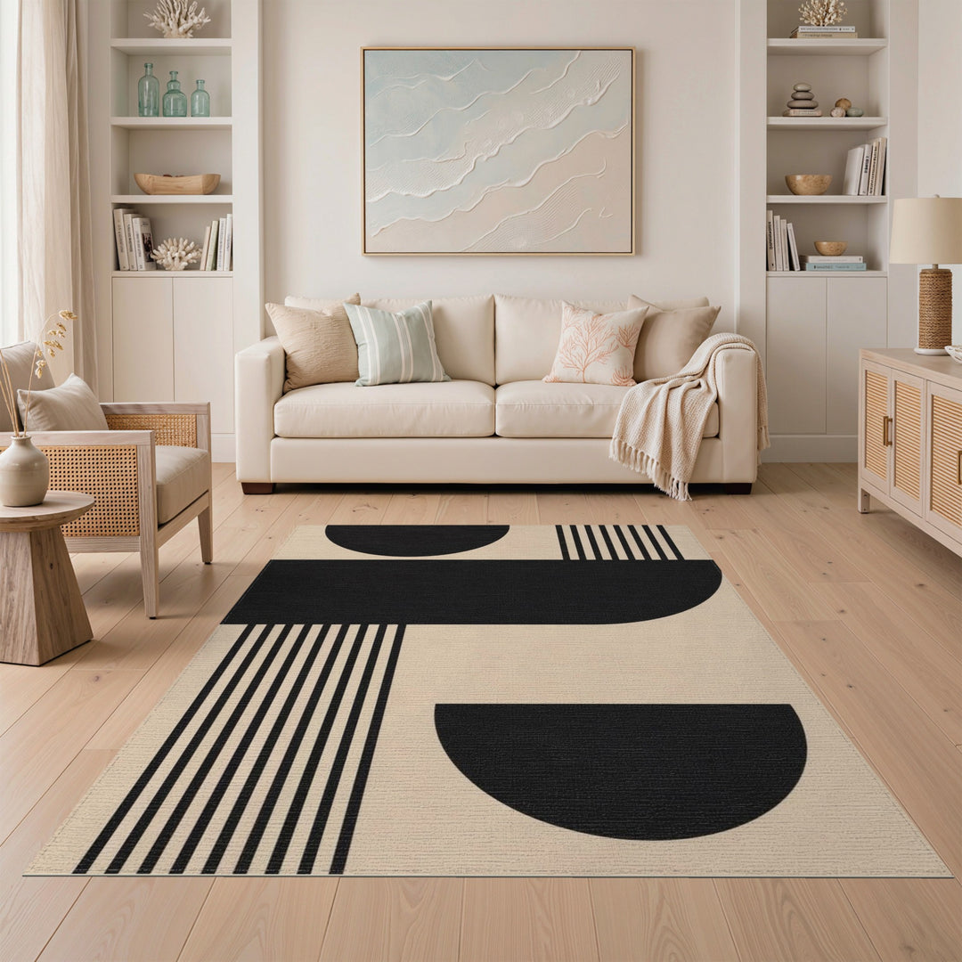 Geometric Modern Black and White Black Geometric Area Rug