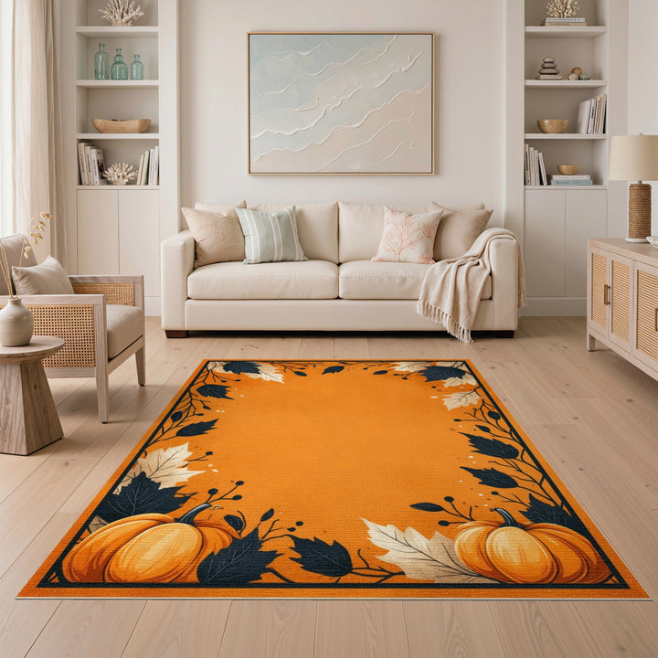 Autumn Pumpkin Orange Washable Rug