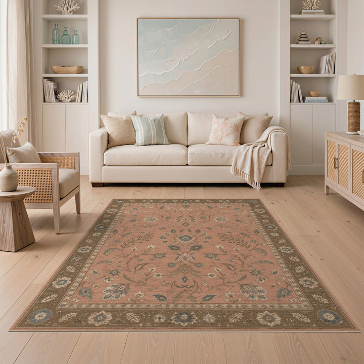 Pink Floral Vintage Area Rug